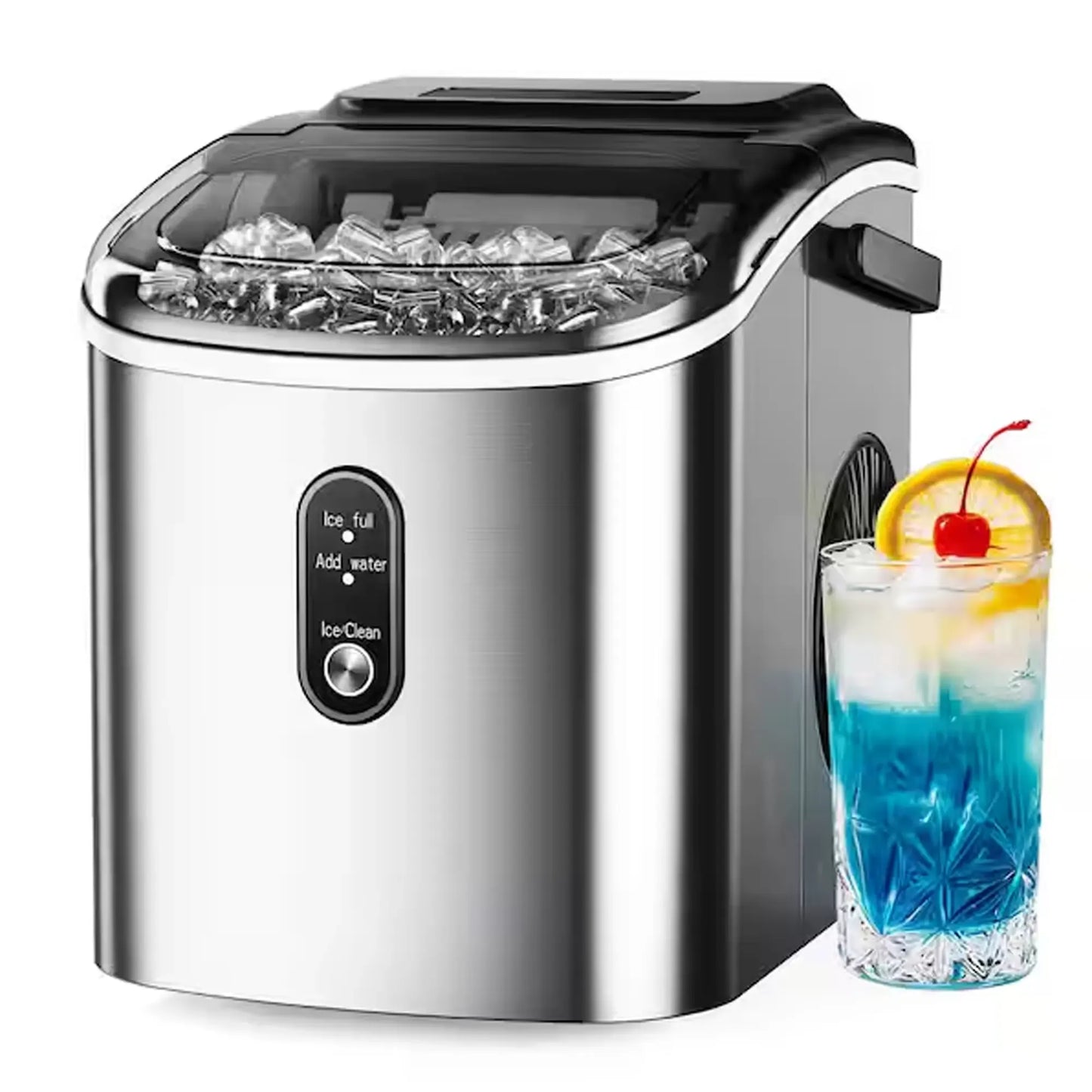 Countertop Portable Ice Maker with Handle, 26lbs Ice Per Day, 9 Cubes Ready in 6 Minutes, Auto-Cleaning Ice Machine with Basket and Scoop for Home, Kitchen, Camping & RV